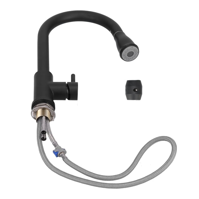 Grifo de fregadero G1/4, giratorio, extraíble, para montaje en cubierta, mezclador de agua caliente y fría, para cocina, baño, color negro
