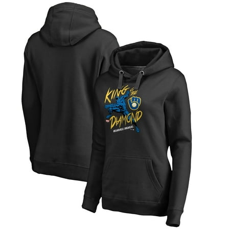 - Milwaukee Brewers Fanatics Branded Women's MLB Marvel Black Panther King of the Diamond Pullover Hoodie - Black
