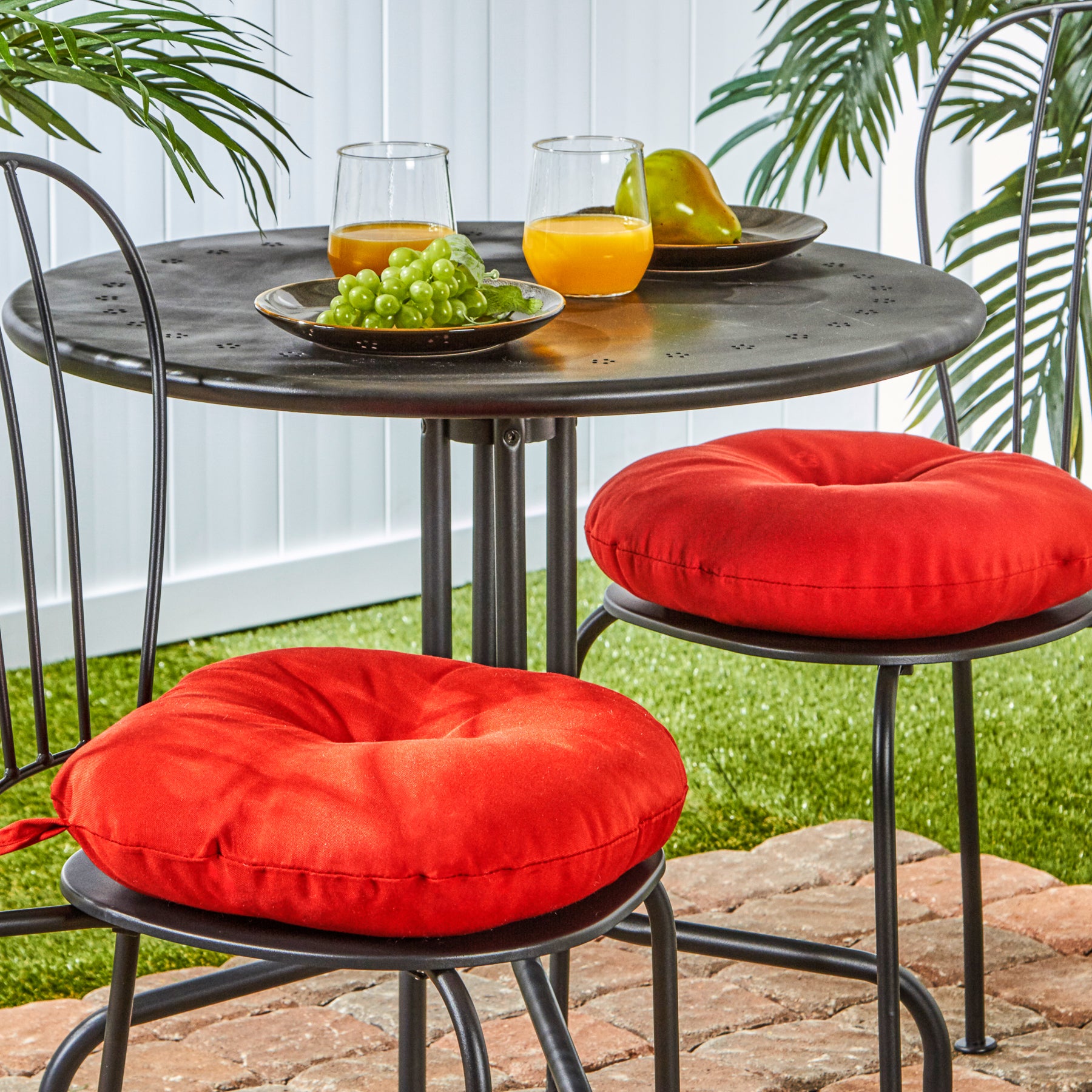 Greendale Home Fashions Rust 15 in. Round Outdoor Reversible Bistro Seat Cushion (Set of 2) - image 3 of 70