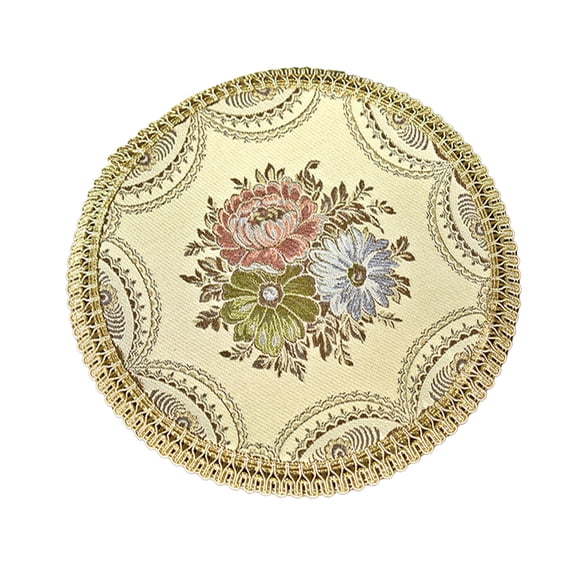 Vintage European Cup Mat Round Floral Placemat,Heatproof Tea Cup Mat Table Mat Pad Vase Mat Fabric Vase Mat for Living Room