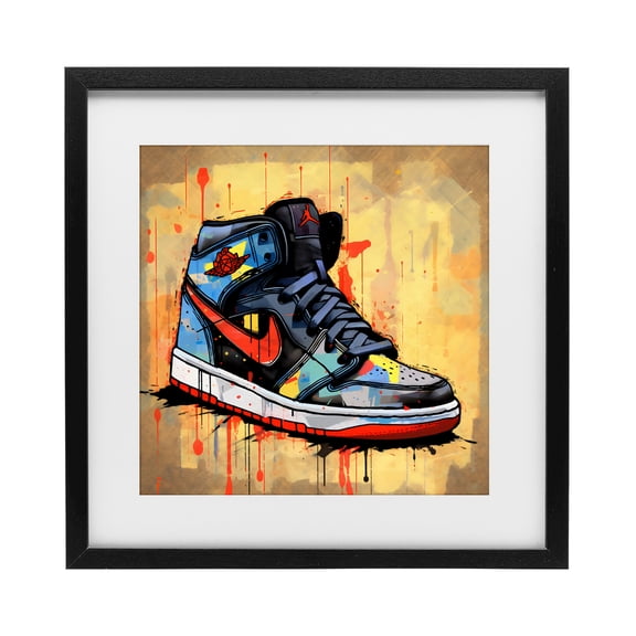Stupell Industries Sporty Sneaker Drips Black Framed Print Under Glass, design by Creative Studio