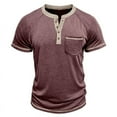 thumbnail image 6 of WRKEKC Men's Casual Short Sleeve Shirts Solid Color Button-Front Crew Neck Pocketed Raglan Sleeve Top for Men Daily Leisure Office Looks and Gatherings, 6 of 6