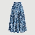 thumbnail image 3 of Women's Floral Tiered Ruffle Maxi Skirts Boho A Line Flared High Waist Vintage Flowy Long Skirt with Drawstring, 3 of 5