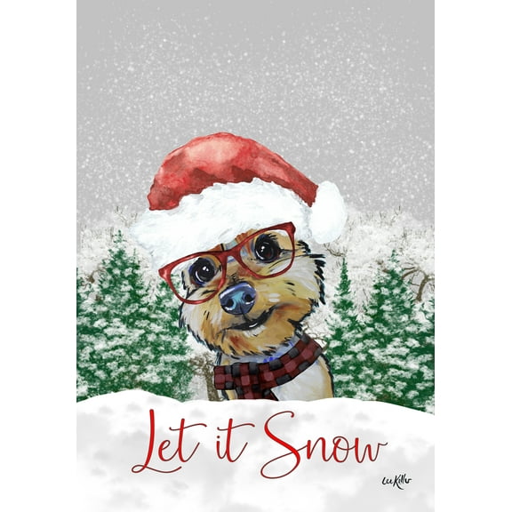 Yorkie - Hippie Hound Studios Let it Snow Christmas Garden Flag