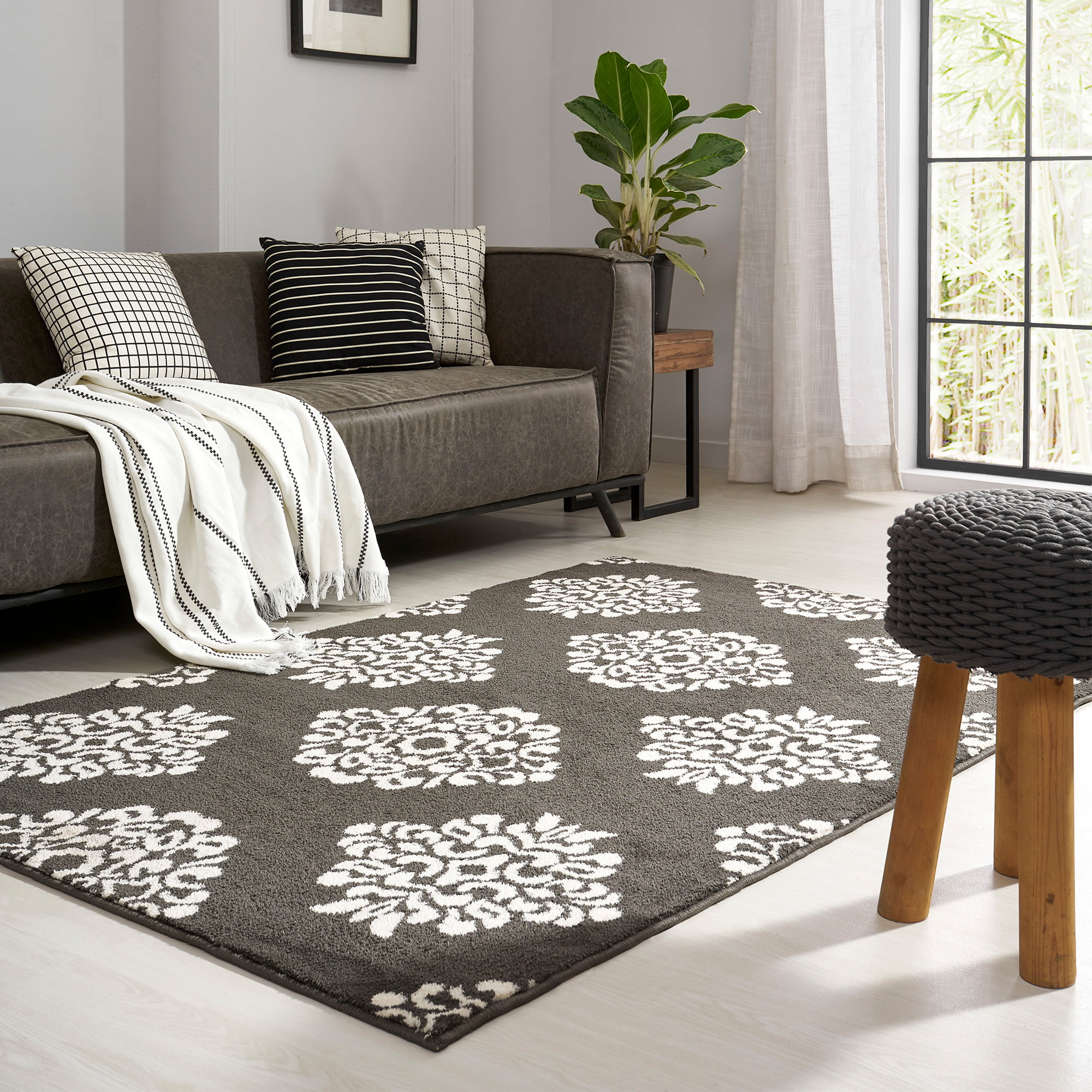 Designer Rug Brown Beige Modern Contour Pattern Soft Living Room Lounge Carpet 