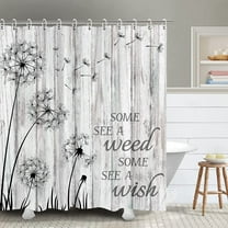 Rustic Shower Curtain, Farmhouse Shower Curtain, Farm Country Weed Wish Dandelion Woodland, 72W x 72H inch Shower Curtains with Hooks, Western Retro Floral Plant Harvest Bath Decor