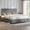 Grey, variant on Merluxy 43.7"H King Bed Frame, Upholstered Metal Platform Bed with Vertical Channel Tufted Headboard, Soft Fabric & Strong Metal Slats, Cream