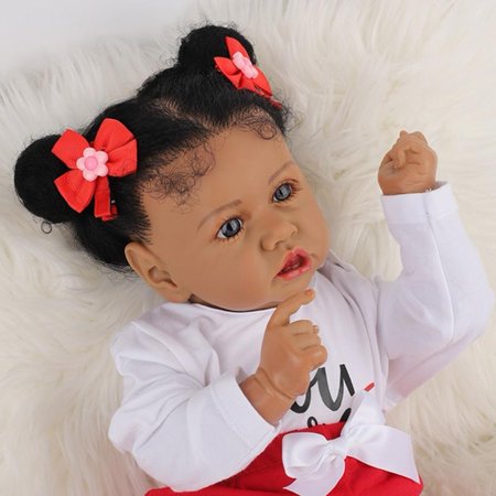 58CM Black Baby Doll Silicone Reborn Handmade Doll ...
