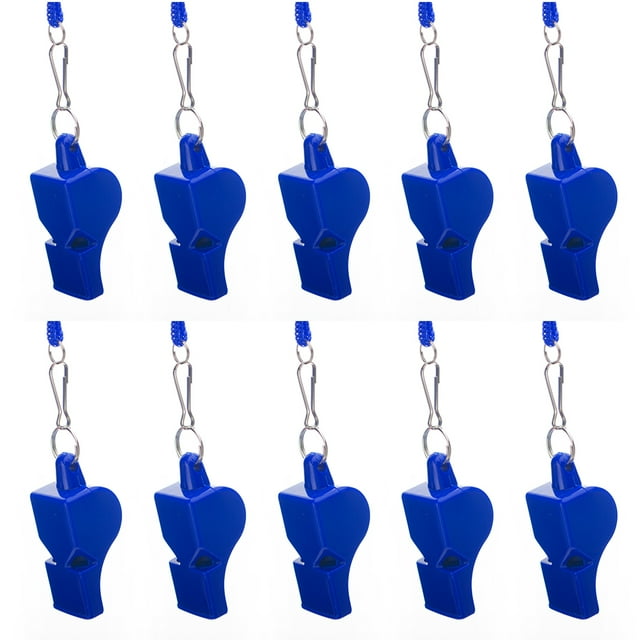 GOGO 100 Pcs Blue Whistles with Lanyard, Plastic Pea-Less Sports Whistle Bulk Sale, Emergency Safety Whistles for Coaches Referees
