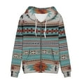 thumbnail image 5 of Renewold Aztec Zipper Hoodie for Women Youth Size M , Long Sleeves Oversized Sweatshirts Navajo Native American Design Tops Thin Breathable Clothes Fall Stay Warm Outdoor Shirts with Pocket, 5 of 5