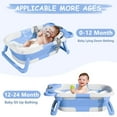thumbnail image 4 of Collapsible Baby Bathtub for Newborn with Thermometer & 1 Hooded Towel & 1 Soft Floating Cushion,Portable Travel Bathtub with Drain Hole, Durable Foldable Baby Tubs for Infants to Toddler, 4 of 6