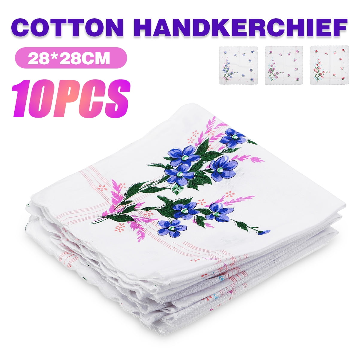 10/12/20/40Pcs Women Soft Cotton Pocket Handkerchiefs Ladies Hankies