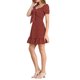 thumbnail image 4 of INSPIRE CHIC Women's Ruffle Hem Sweetheart Neck Heart Tie Front Mini Dress L Red, 4 of 7