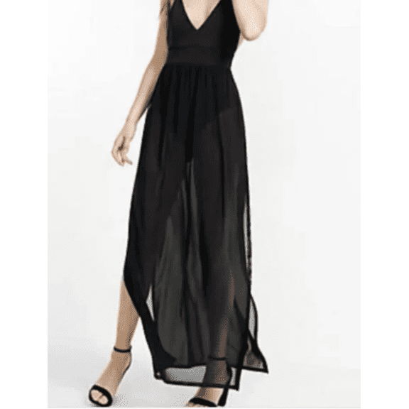 Express Body Suit Maxi Dress Lace Sheer XSmall