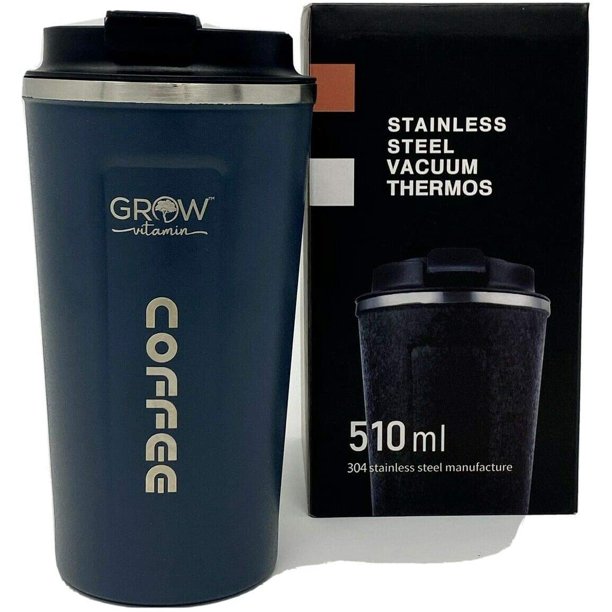 GrowVitamin Premium Stainless Steel Travel Coffee Mug with ...