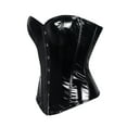 thumbnail image 4 of LELINTA Black PVC Leather Steampunk Gothic Wasit Cincher Trainer Overbust Corset Bustier Girdle for Women, 4 of 8