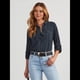 thumbnail image 5 of Chaqueta Vaquera con Bolsillos Dobles y Decoración Empalmada para Mujer, Blusa Informal con Solapa y Botonadura Sencilla. Azul Marino S, 5 of 8