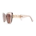 thumbnail image 3 of Womens Metal Chain Arm Large Thick Cat Eye Sunglasses Beige - Brown, 3 of 4