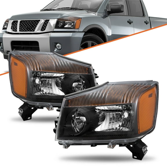 For 2004-2015 Nissan Titan 2004-2007 Armada Black Headlights Amber Corner Lamps