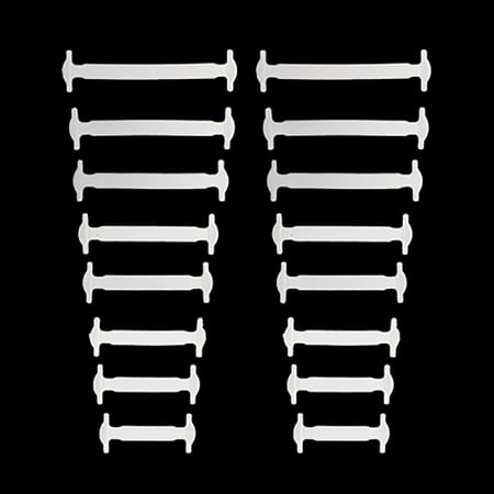 

2Pair 16pcs/Pair Adult Lazy Elastic No Tie Shoelaces Free Tying Silicone Shoelace Easy Shoe Laces White