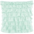 thumbnail image 1 of Amay 2-PC Ultra Soft Multi Ruffle Pillow sham 800 Thread Count Organic Cotton Aqua Solid, Square 18'' x 18'', 1 of 6