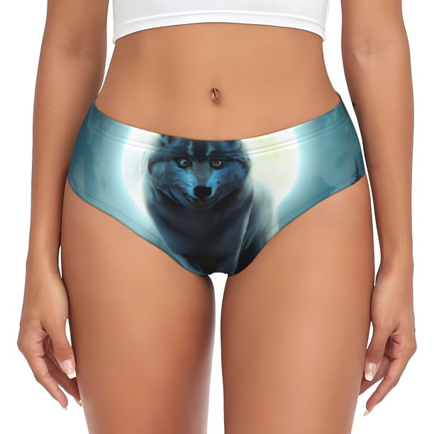 Balery Wolf Ropa Interior de Algodón para Mujer con Dibujo – Braguitas Cómodas y Elásticas, Estilo Clásico-4X-Large