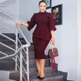 thumbnail image 4 of Women's Vintage Ruffle Sleeve Bodycon Peplum Pencil Dress Business Formal Work Outfit, 4 of 4