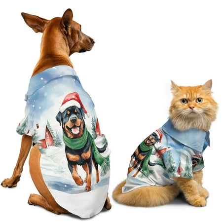 Hello Winter Rottweiler Frosty Morning Walk Welcome Snowy Christmas Hawaiian Summer Shirt for Small Medium Large Dog Cat Rottie Dog Lover Gifts Idea - 02018