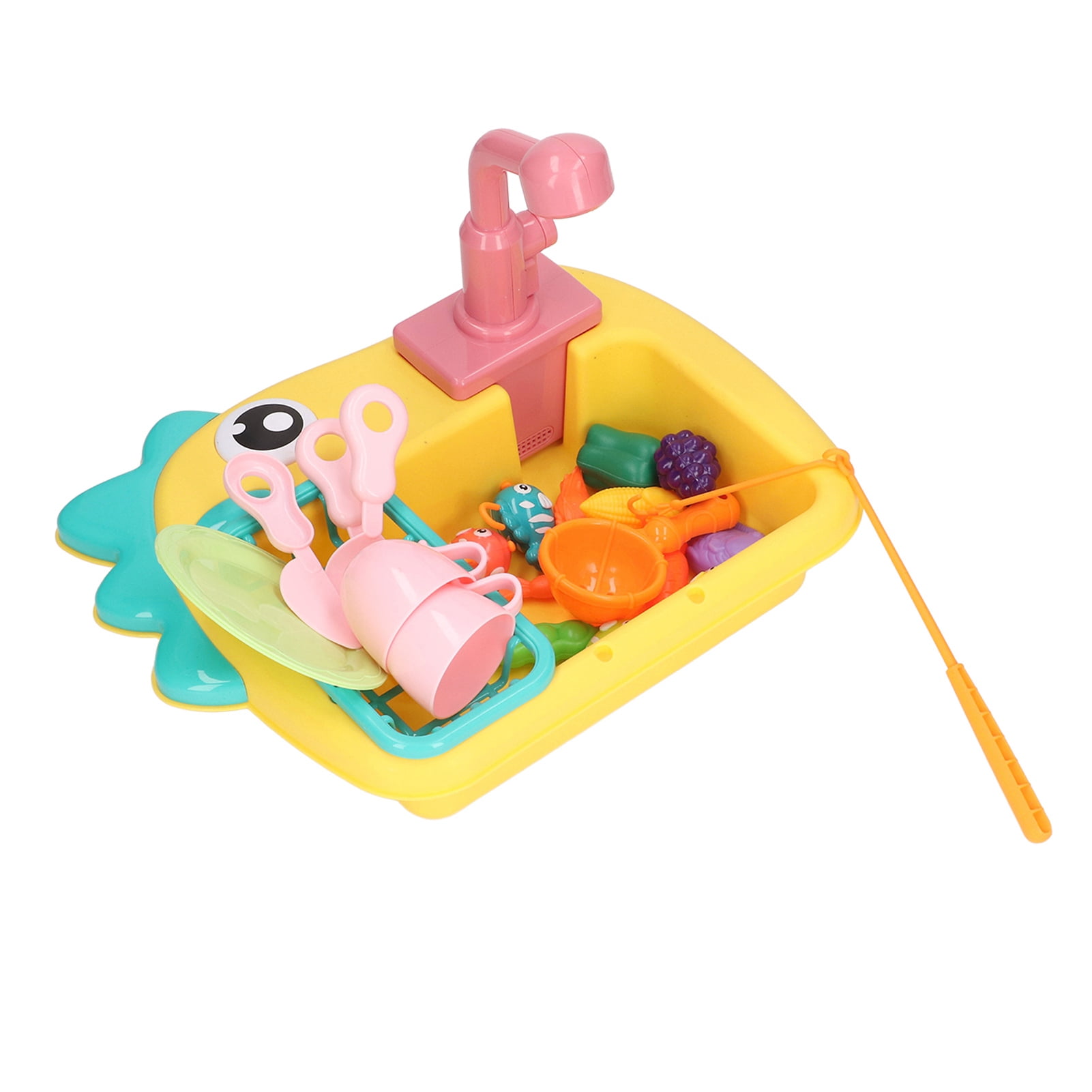 Dishwasher Playing Toys, Kitchen Sink Toys  Running Water Circulation System  for Party Yellow