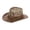 Coffee, variant on Men Hollow Mesh Straw Fedora Hat with Woven Band, Wide Brim Protection Sun Hat, Breathable Summer Outdoor Fishing Beach Travel Fashion Cowboy Style Hat Coffee One Size