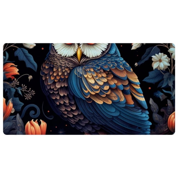 Kitchen Anti Fatigue Mat Non Skid Kitchen Floor Mat Vintage Comfort Standing Desk Office Farmhouse Runner Mat for Laundry, Owl