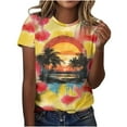 thumbnail image 3 of GSPCLAM Short Sleeve T-Shirt for Women Crew Neck Printed Tops for Beach Summer Fashion Casual Plus Size Tops Multicolor 5XL, 3 of 5