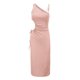 thumbnail image 4 of VISgogo Vestido a media pierna con tirantes y un solo hombro para mujer, vestido ajustado con dobladillo recortado y elástico alto de color sólido para fiesta VISgogo  moda, 4 of 9