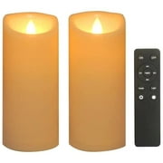 Waterproof Outdoor Battery Operated Flameless Candles with Remote Timer Realistic Flickering Plastic Fake Electric LED Pillar Lights for Home Garden Wedding Christmas Decor 3x7 Inches 2 Pack
