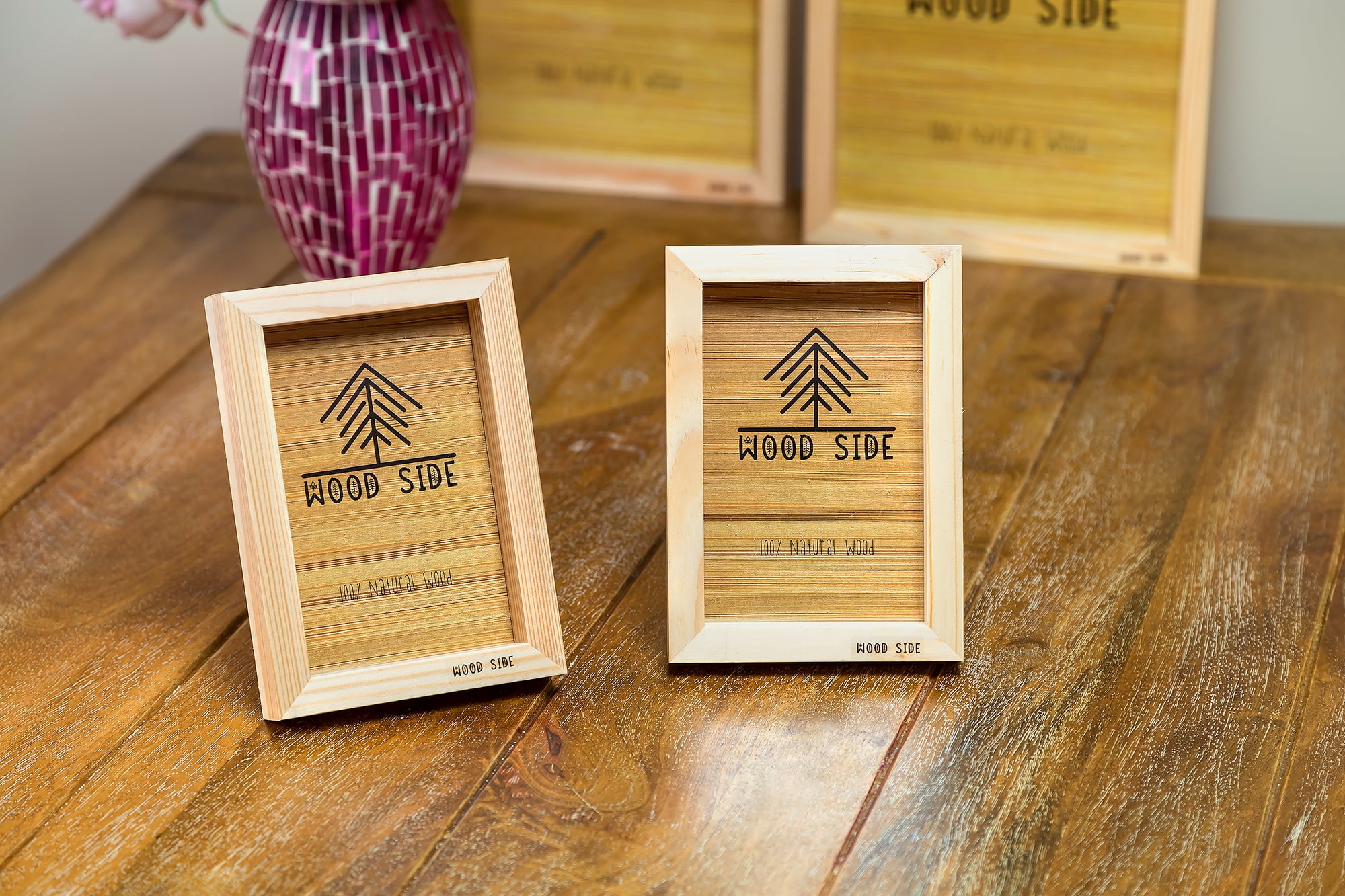 Wooden Picture Frames 8.5x11 - Set of 2 - 100% Eco Unfinished Wood - Thick Borders - Natural Wood Color for Wall mounting and Tabletop Display