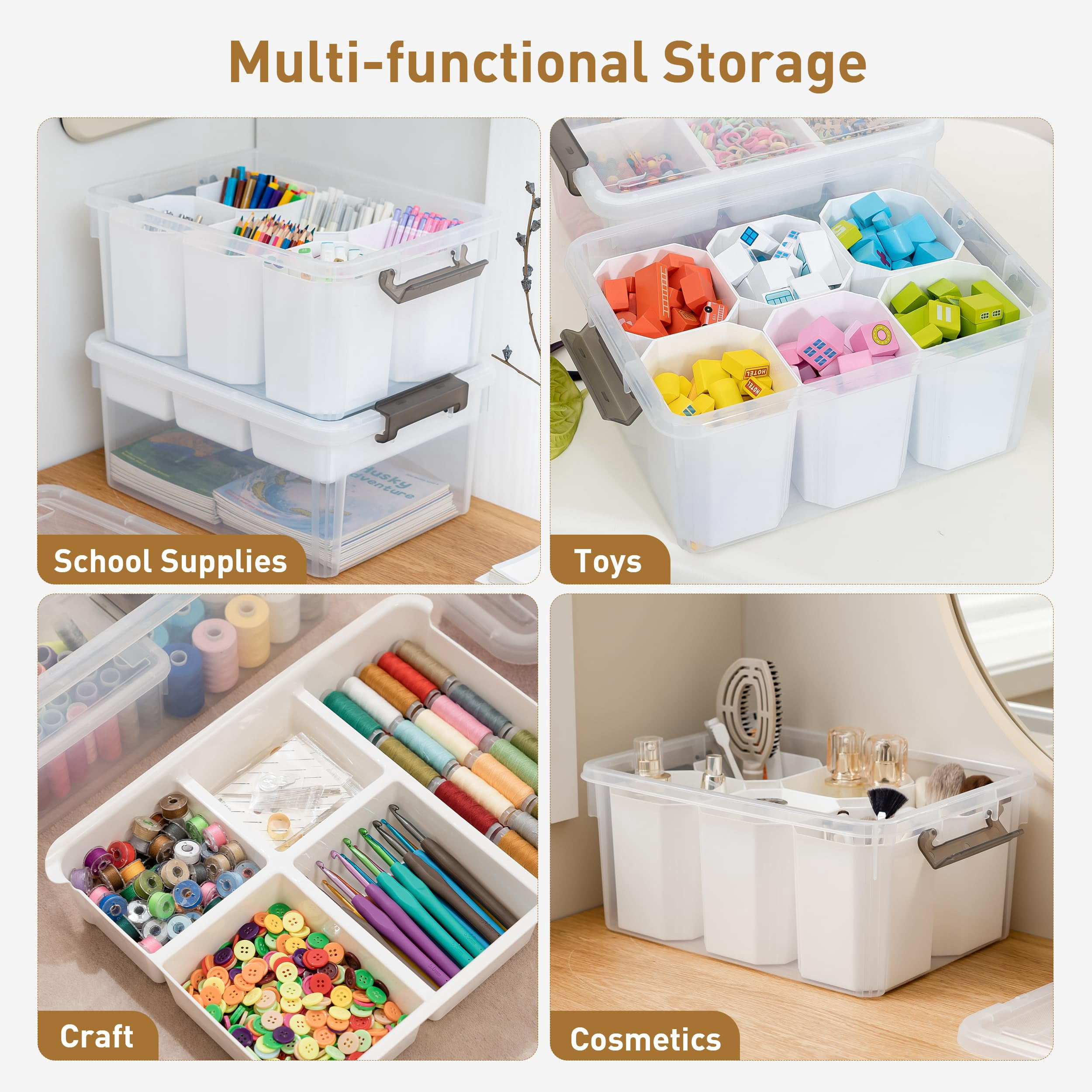 Craft Organizers  2 Pack-17 Qt Clear White