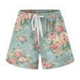 thumbnail image 4 of Stretchy Shorts for Women High Waisted Drawstring Summer Elastic Waist Lightweight Summer Casual Beach Shorts with Pockets S-2XL, 4 of 4