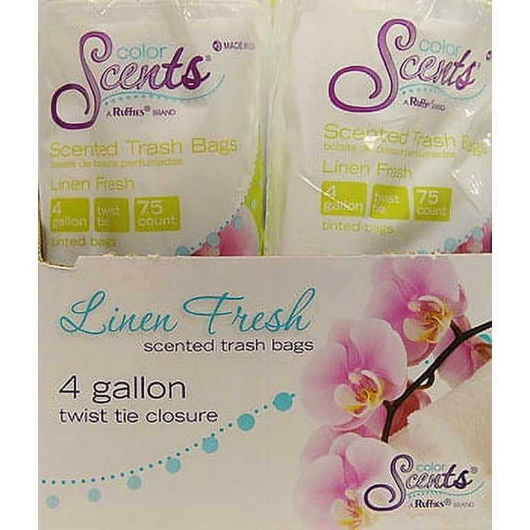 Color Scents with Microban 4-Gallon Small Twist Tie Trash Bags, Lavender Scent, 80 Bags