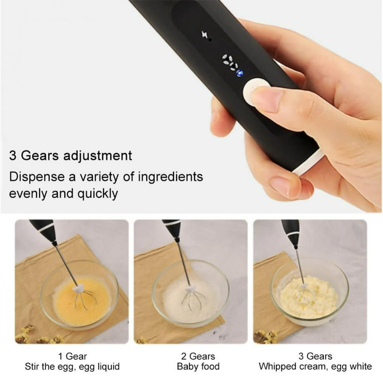 Rechargeable Handheld Electric Milk Frother Egg Beater with 2 Whisks for  Kitchen & Dining, 3 Speeds Adjustable, 1200mAh 