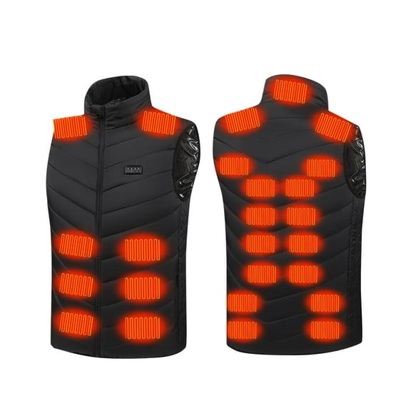 TFEOQRY Men and Women Winter Heating Vest Zipper Four Control of 25 Areas Heating Cotton Jacket with Usb Charging Version Black