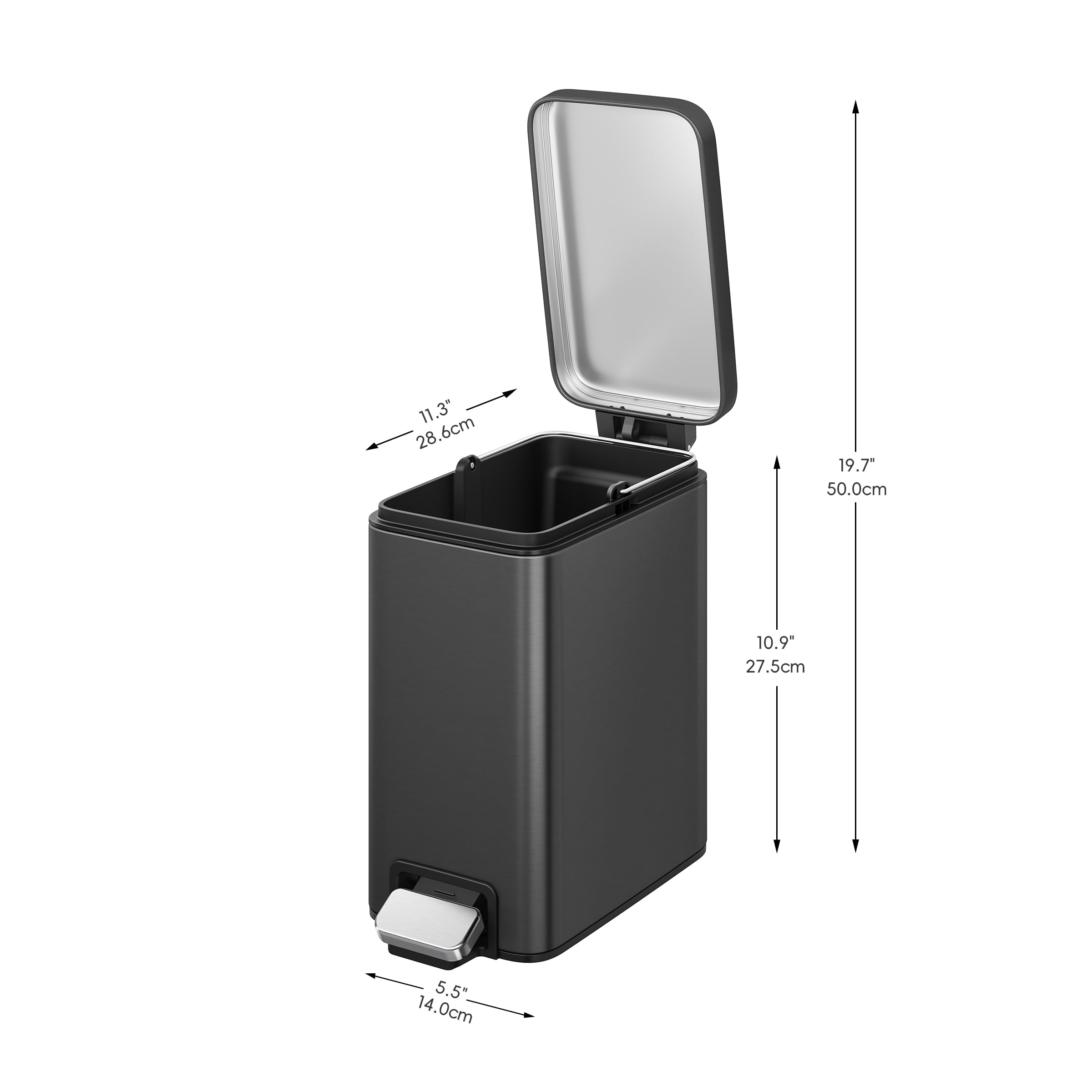 EKO Genie Bathroom Trash Can 2 Pack, 1.3 Gallon Stainless Steel, Gun Metal with Sample Trash Bags Included