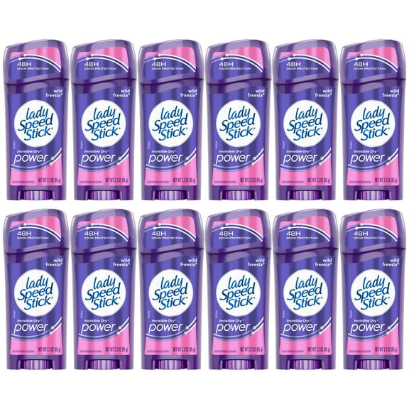 Pack of (12) Lady Speed Stick Invisible Dry Power Antiperspirant Deodorant, Wild Freesia, 2.3 Oz (Exp Date :-09-30-2025)