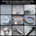 thumbnail image 6 of Ultrasonic Retainer Cleaner Machine, 48kHz 420ML Jewelry Cleaner with Purple Lamp and Mirror, 3 Modes for 360° Deep Cleaning of Toothbrush Heads, Dentures, Eyeglasses, and Ornaments (Black), 6 of 7