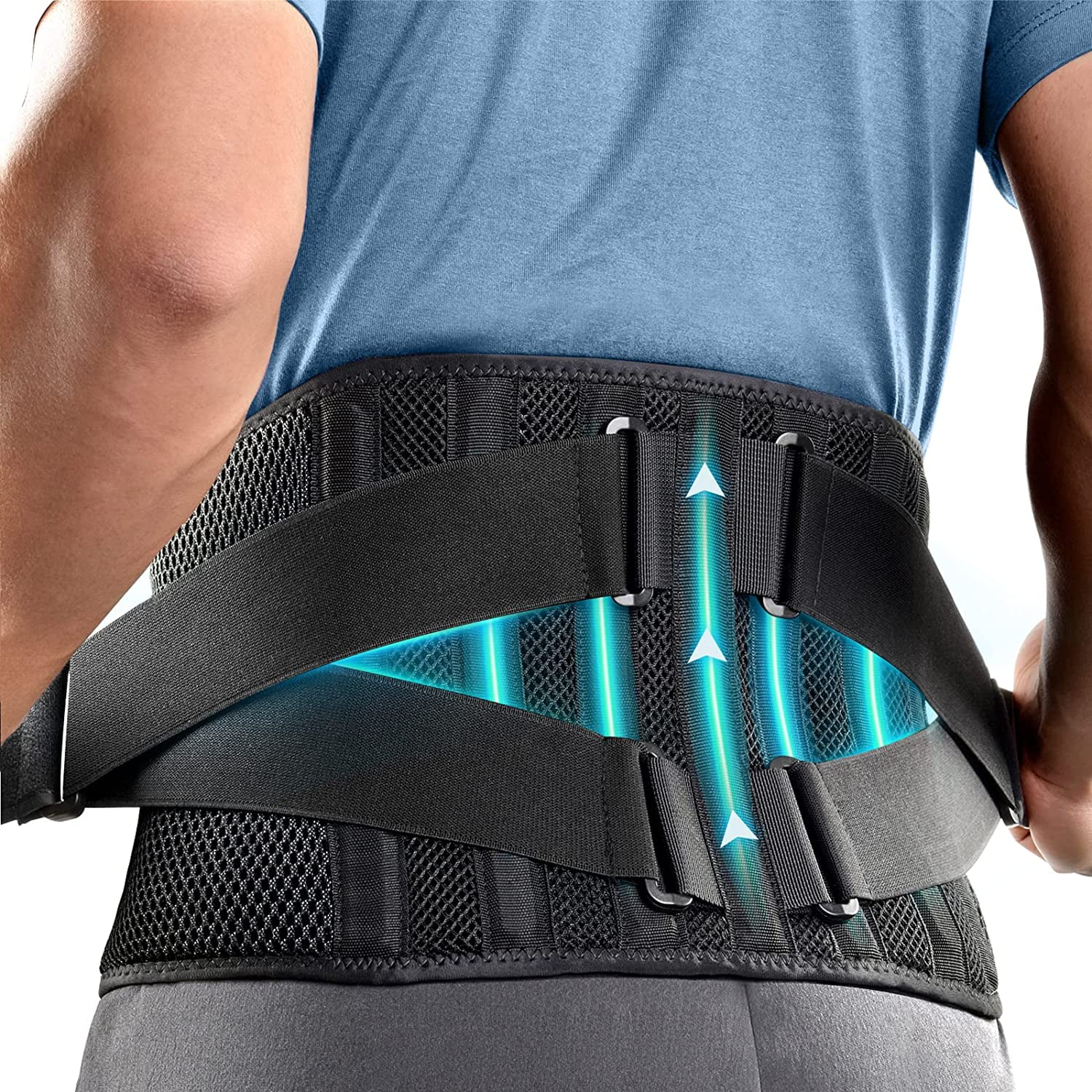 2022 New Back Brace With 7 Support Bars.360° Adjustable Back Strap Back