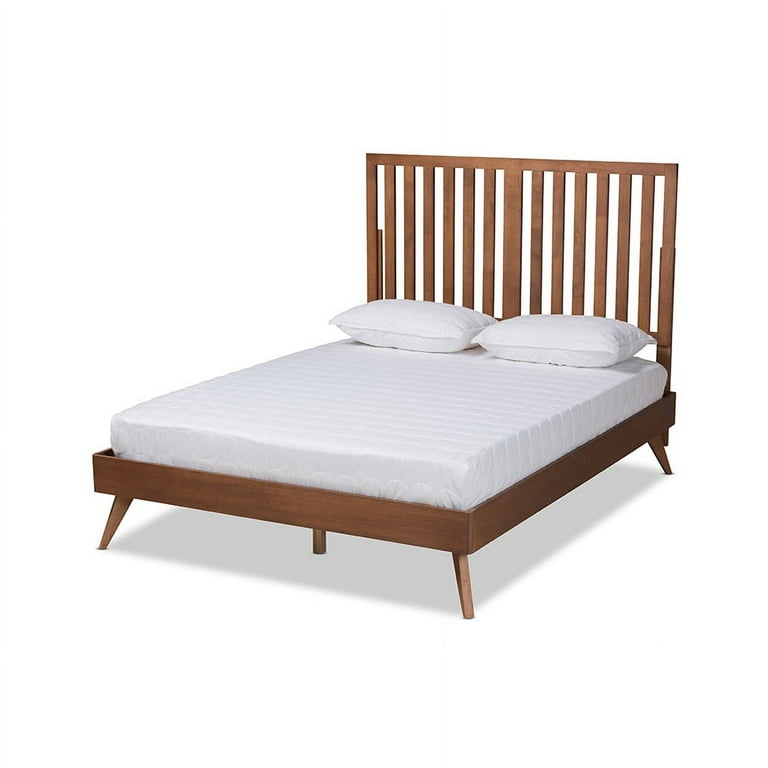 Baxton Studio Saki Mid-Century Modern Walnut Brown Finished Wood Full Size Platform Bed Baxton Studio Saki Mid-Century Modern Walnut Brown Finished Wood Full Size Platform Bed