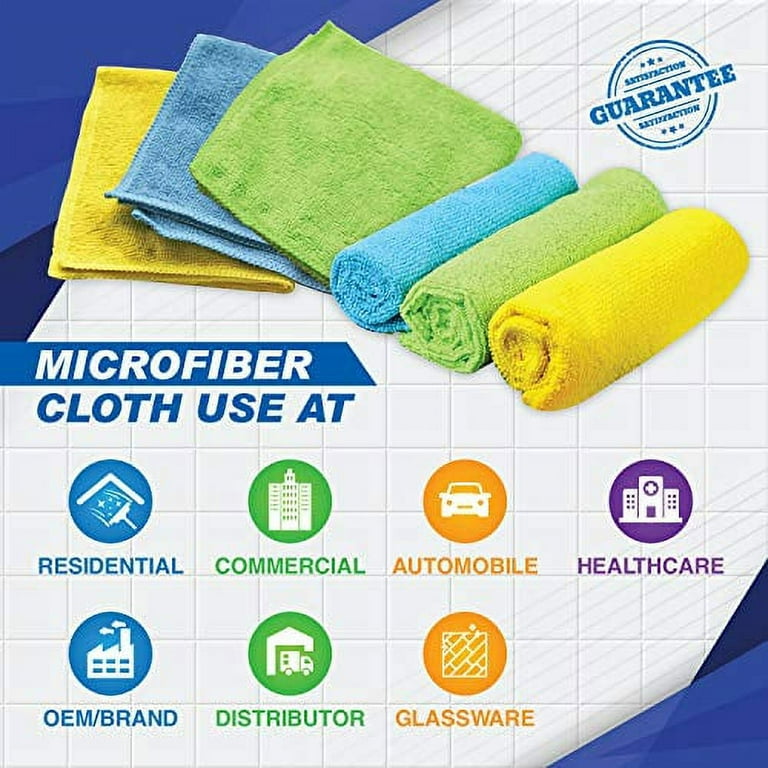 Microfiber Cleaning Cloths 400 GSM Thick Soft Lint Free 12x12 6 Pack  Green Blue and Orange Reusable Kitchen Towels Dust Cloth Rags for Window  Car House Boat Furniture Multi-colored