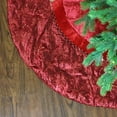 thumbnail image 3 of Northlight 60" Red Velvet Damask Sequin Embroidered Poinsettia Trimmed Scalloped Edge Christmas Tree Skirt - 60, 3 of 3