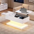 thumbnail image 1 of Noble House Lift-Top Coffee Table,High-Gloss LED Lit with Sliding Extendable Desktop & Lifting Mechanism,White, 1 of 9