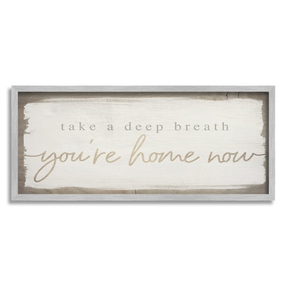 Stupell Industries You're Home Now Weathered Shabby Chic Sign Framed Wall Art, 24 x 10, Design by Daphne Polselli