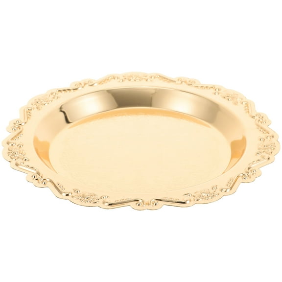 GOOHOCHY Gold Small Fruit Plate Party Plates Cake Tray 15.00X15.00X1.50CM Golden